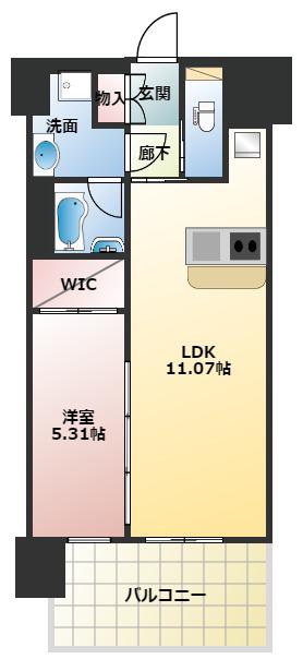 プレジオ八戸ノ里(1LDK/4階)の間取り写真