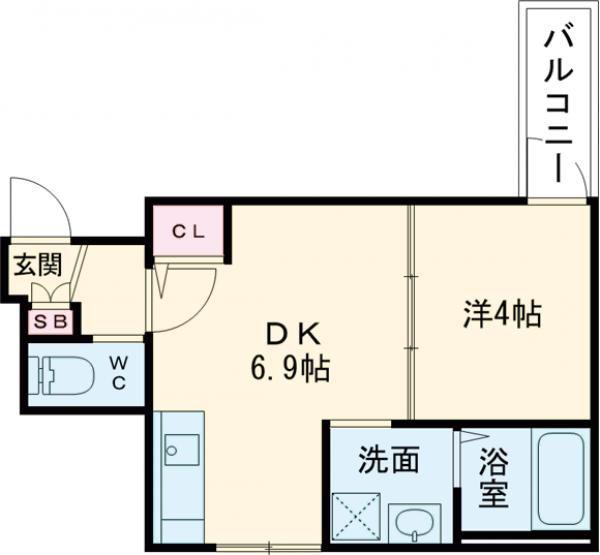 F ASECIA PUR 湊(1DK/1階)の間取り写真