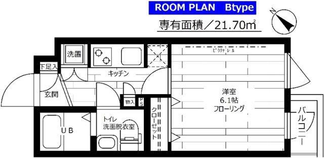 ステージグランデ田園調布アジールコート(1K/4階)の間取り写真