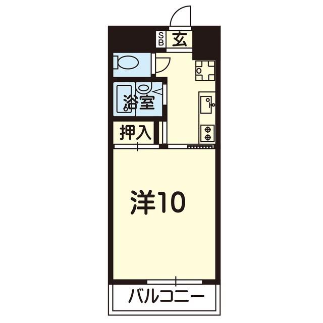 エクセラン南熊本(1K/4階)の間取り写真