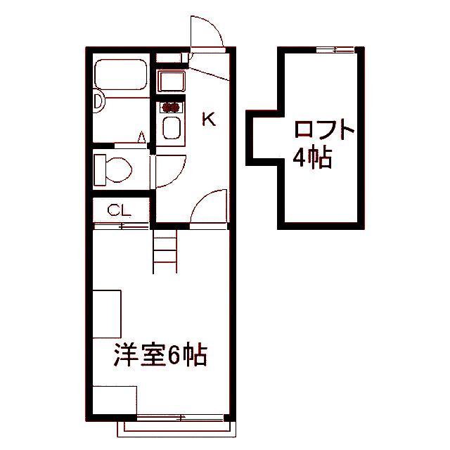 夢見ヶ崎ルームス(1K/2階)の間取り写真