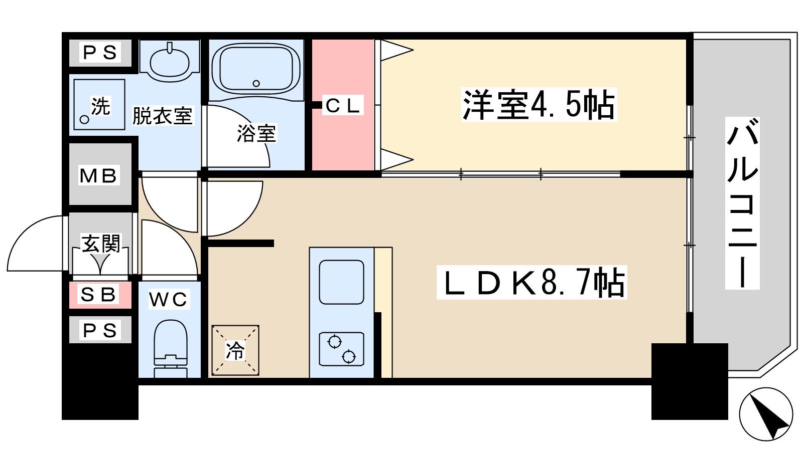 メインステージ大阪ノースマーク(1LDK/11階)の間取り写真