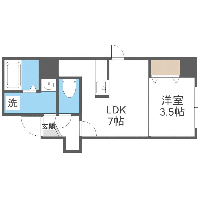 カーサベルタ(1DK/6階)の間取り写真