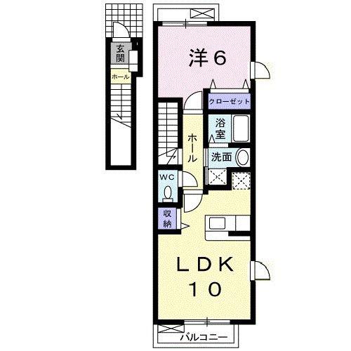 メリーローザB(1LDK/2階)の間取り写真