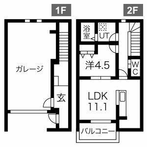 Y.K GARAGE湘南大和(1LDK/1階)の間取り写真