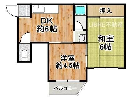 ヨジマコーポ(2DK/2階)の間取り写真