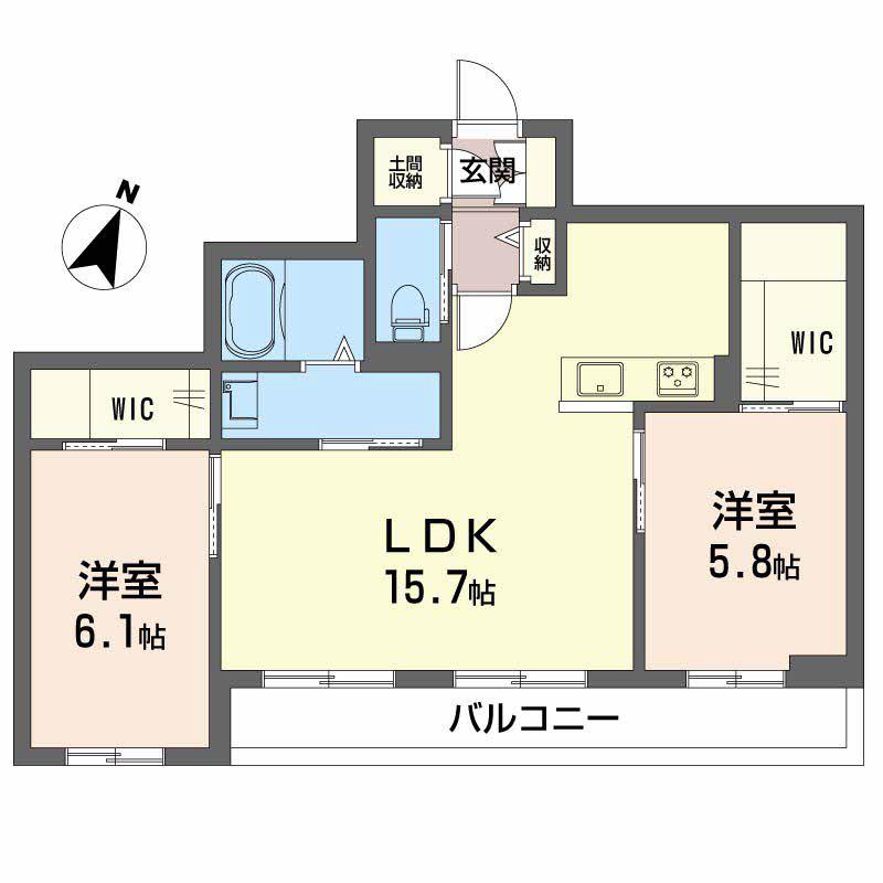 ヴェルデマ―レ(2LDK/2階)の間取り写真