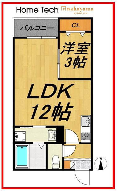 LECOCON稲沢(1LDK/3階)の間取り写真