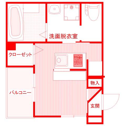 モントレー岸谷(ワンルーム/2階)の間取り写真