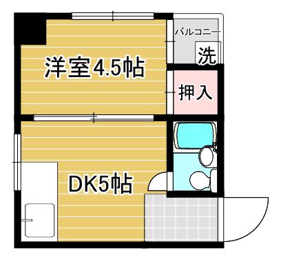 あすなろビル(1DK/3階)の間取り写真