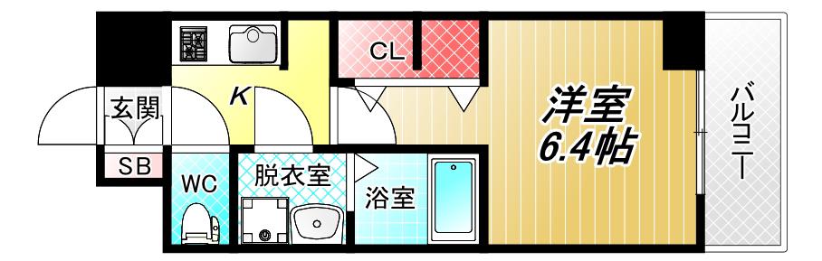ワールドアイ大阪ORIENS(1K/4階)の間取り写真