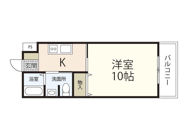 JRBハイツ虹ヶ浜(1K/2階)の間取り写真