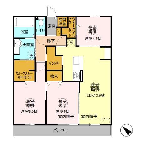 セントラルパーク磯原(3LDK/3階)の間取り写真