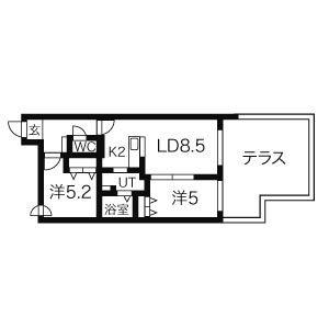 ステラ美術館通(2LDK/1階)の間取り写真