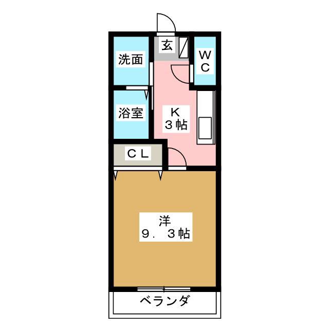 ユースハイム(1K/2階)の間取り写真