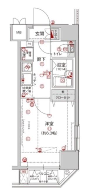 ハーモニーレジデンス駒込(1K/4階)の間取り写真