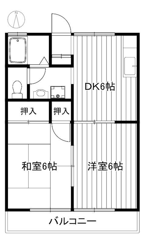 メルベーユ(2DK/1階)の間取り写真