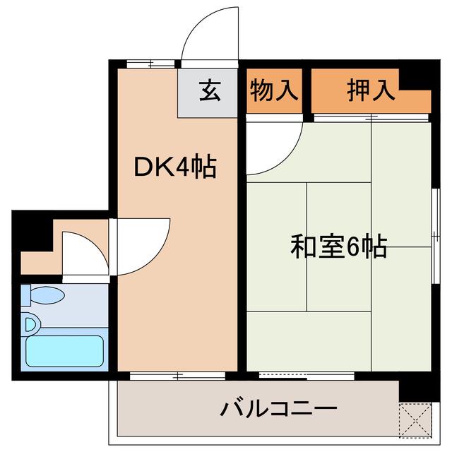 プライムONE中央(1DK/4階)の間取り写真