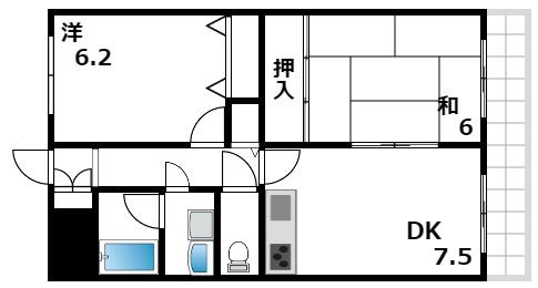 グローリー魚崎(2DK/1階)の間取り写真
