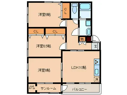 サーレブッローネ7(3DK/3階)の間取り写真