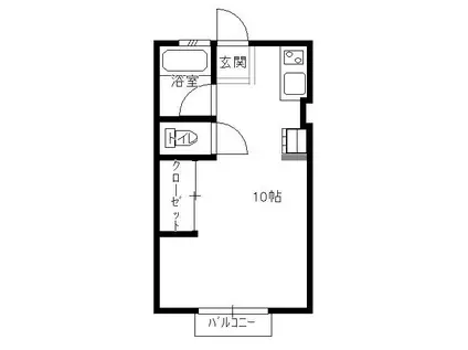 シティハイムナカニシB(ワンルーム/2階)の間取り写真