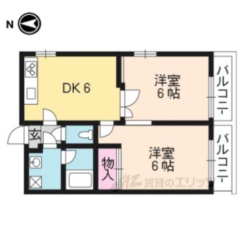 パルティールステージ・Ⅰ(2DK/4階)の間取り写真