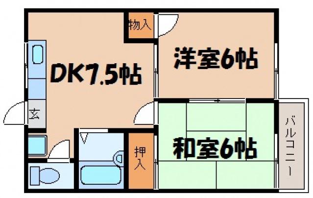 伊藤コーポ(2DK/2階)の間取り写真