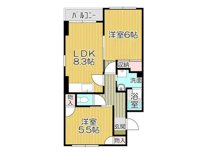 セレネ藤井寺(2LDK/1階)の間取り写真