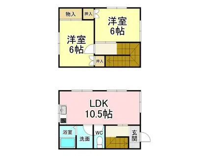 アーク霧ヶ丘B棟(2LDK/1階)の間取り写真