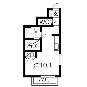 LEBEL TWEE(ワンルーム/1階)の間取り写真