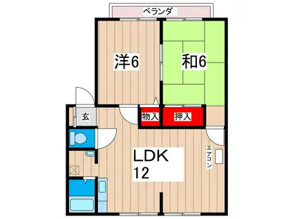 メゾンドリームA(2LDK/2階)の間取り写真