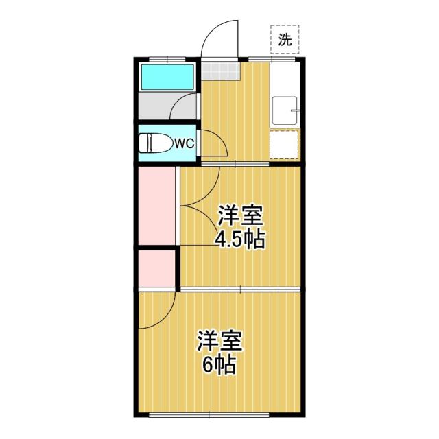ときわ荘(2K/2階)の間取り写真