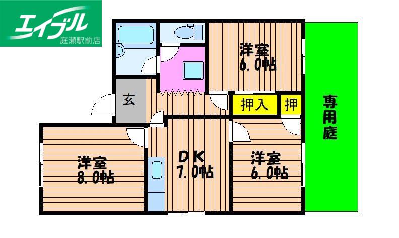 コーポA(3DK/1階)の間取り写真