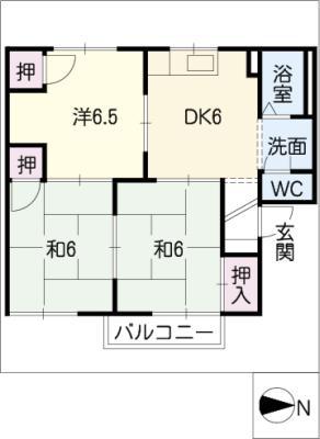 コンフォールC棟(3DK/2階)の間取り写真