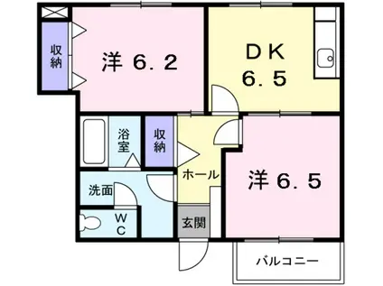 グラン・シエルI(2DK/1階)の間取り写真