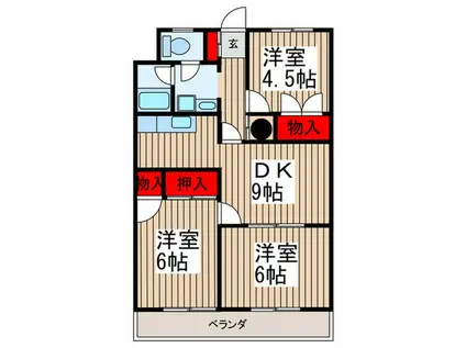 JUN仏子(3DK/4階)の間取り写真