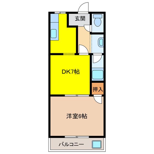 クリエイトハイム安田(1DK/1階)の間取り写真