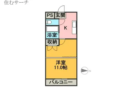 エルフィン(1K/4階)の間取り写真