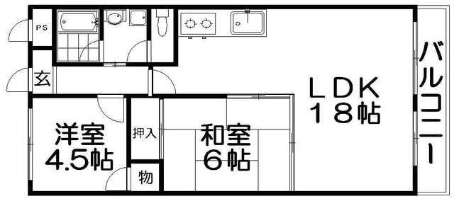 シャルマンコーポ香里ヶ丘(2LDK/4階)の間取り写真