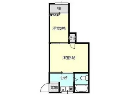 カレイド(1K/2階)の間取り写真