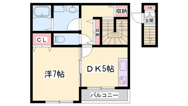SENSE三木本町(1DK/2階)の間取り写真