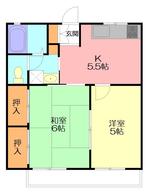 オーベルジュ湘南(2K/1階)の間取り写真