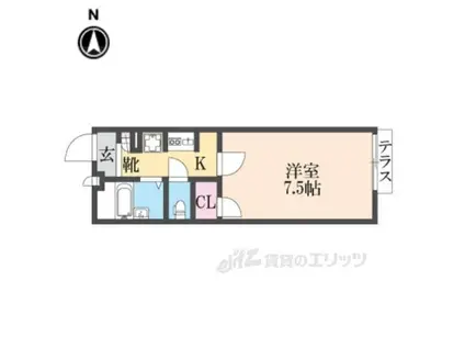 レオパレス近松Ⅱ(1K/1階)の間取り写真