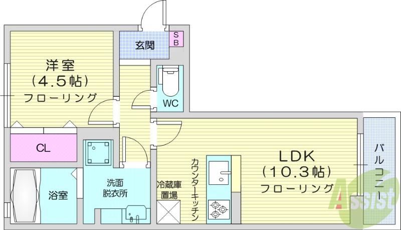 キャトルセゾン南小泉(1LDK/1階)の間取り写真