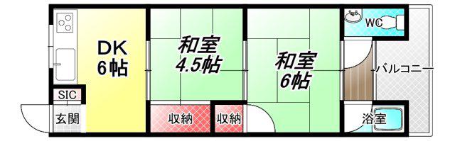 山田マンション(2DK/2階)の間取り写真