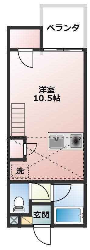 セザンヌ牛久保(1K/1階)の間取り写真