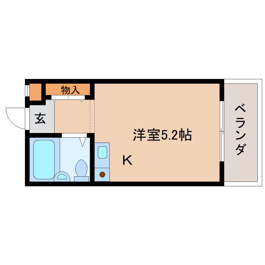 シティパレス生駒P-2(ワンルーム/2階)の間取り写真
