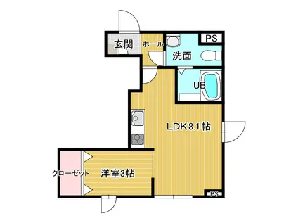 メリディアン吉岡弐番館(1LDK/1階)の間取り写真