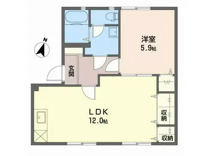 ツインハイツB(1LDK/1階)の間取り写真