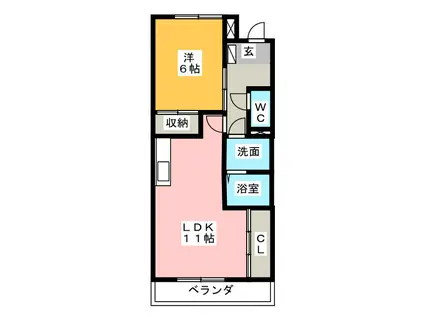 サニーフィールド 花(1LDK/2階)の間取り写真